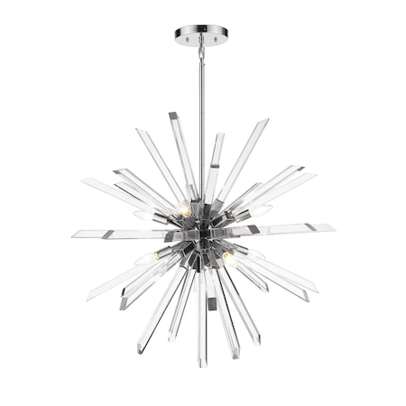Z-Lite Burst 8 Light Chandelier, Chrome & Clear 4003-8CH